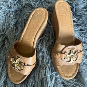 Tory Burch Brown Wedge Slides